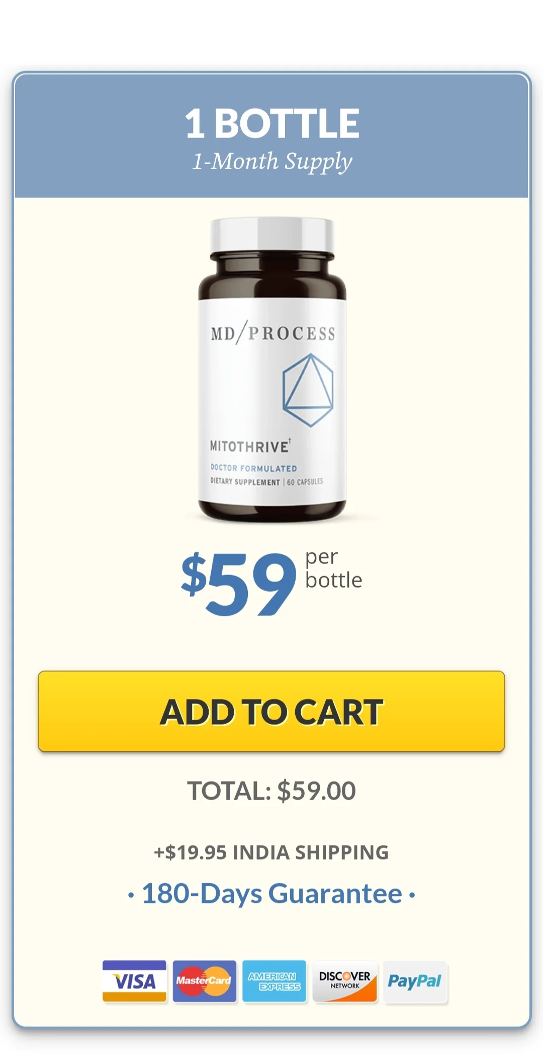 MitoThrive™ 1 bottle pricing